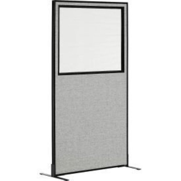 Interion    Freestanding Office Partition Panel with Partial Window, 24-1/4